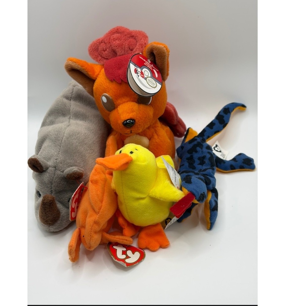Vintage Plush Lot Pokemon Vulpix KFC Applause Ty Beanie Babies Goldie Lizzy